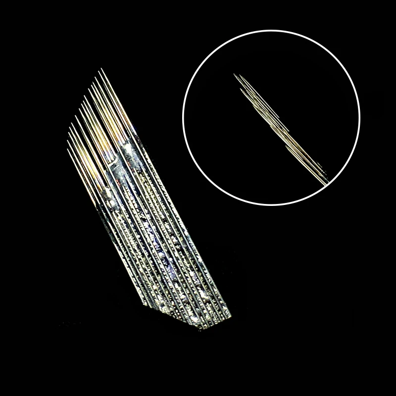 

100 шт., 3 ряда, 16 игл, Перманентная игла для макияжа бровей, микроблейдинг, лезвия для 3D тату, ручка для Tobori, ручная вышивка