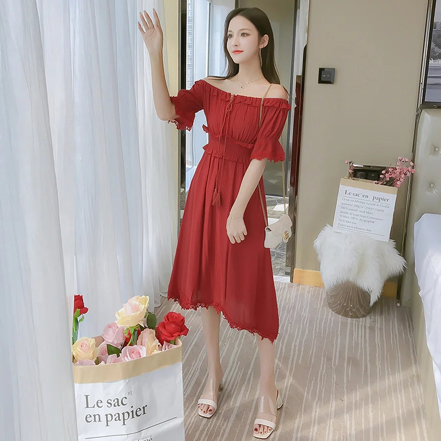 2019 корейский винтажный Белый сарафан Boho Лето Плюс Размер сплошное шифоновое