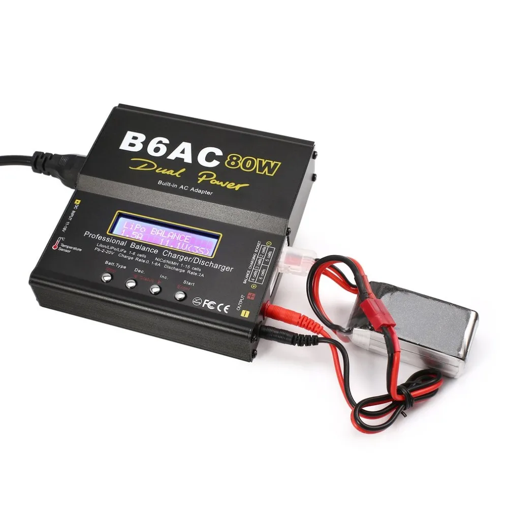 B6AC 80 Вт 6A Lipo NiMh литий-ионный, никель-кадмиевый аккумулятор, компакт-дисков AC/DC RC Баланс Зарядное устройство 10 Вт Dis Зарядное устройство для RC вертолет Дрон RC самолет Батарея
