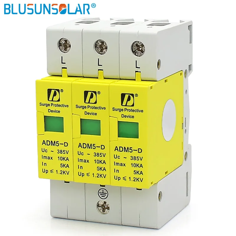 SPD 3P 5KA ~ 10KA 385V AC класс D дом Защита от перенапряжения защитное Низковольтное