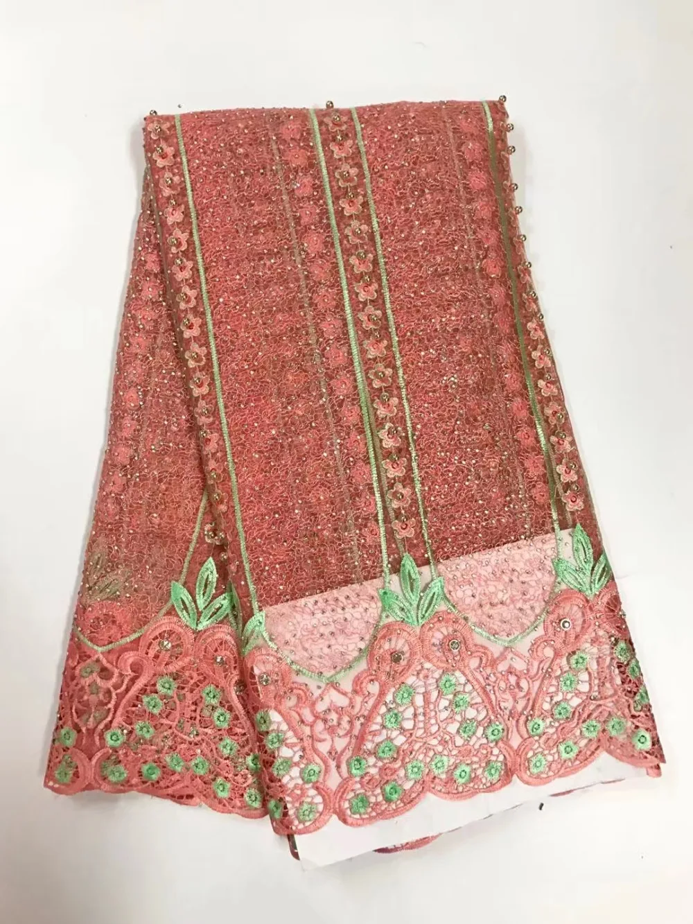 2017 Latest African Tulle Lace Fabric High Quality With BEADED lace material For Nigerian Women | Дом и сад