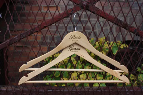 

Bride and groom wedding hanger, custom engraved Hanger with date, Wedding dress Hangers, Bride Hanger