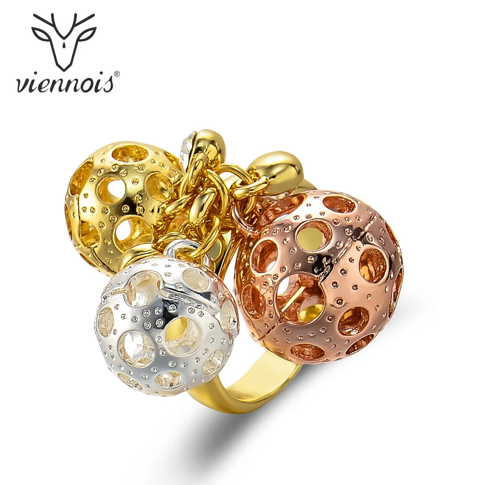 Viennois, несколько кольца шариков для женщин, золото/розовое золото/серебро, широкие кольца для свадебной вечеринки, ювелирные изделия