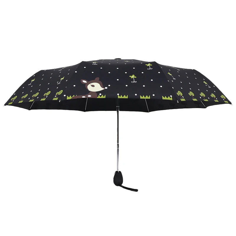 Бесплатная доставка Зонтик для дождливой Женщины Три складные авто открытый