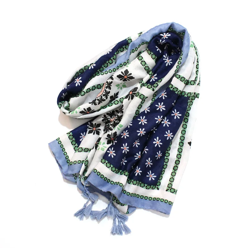 2018 весна и осень Новый хлопковый шарф сломанная рамка с цветами цветок теплый