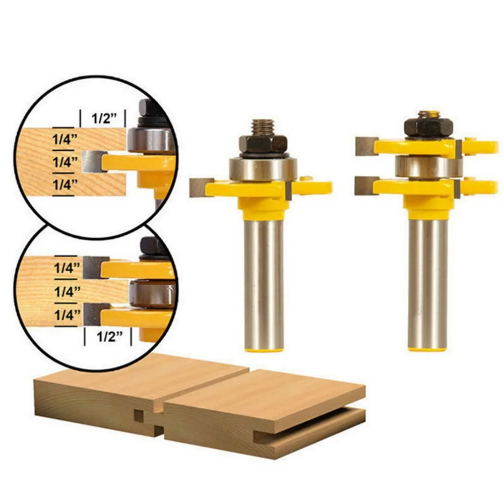 DRELD 2pcs 1/2 &quotхвостовик Язык и паз Соединительный маршрутизатор бит древесины