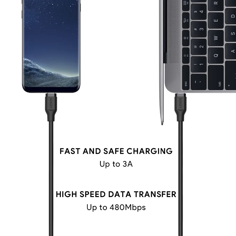 AUKEY usb Тип C кабель м 1 8 3A тип c быстрый USB мобильный телефон дата зарядное