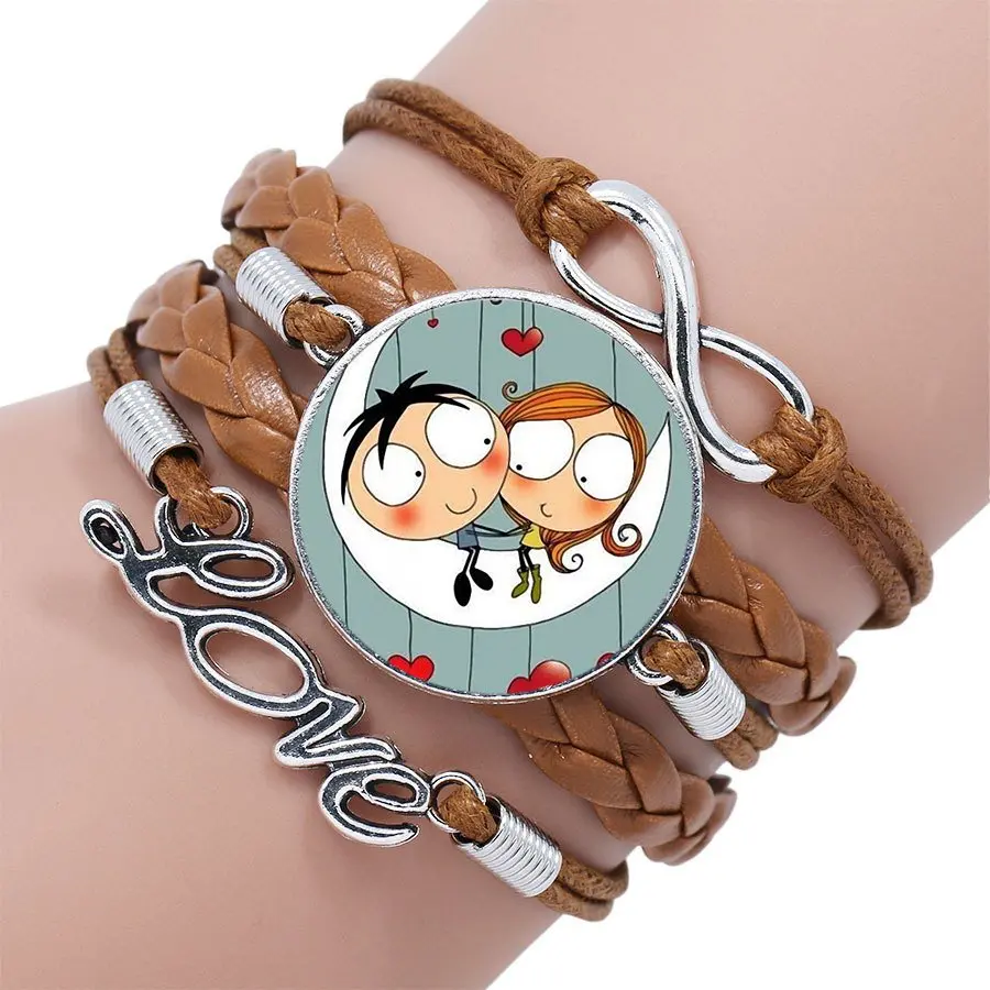 Для женщин муж и жена любовь логотип винтажное ювелирное покрытие Многослойный