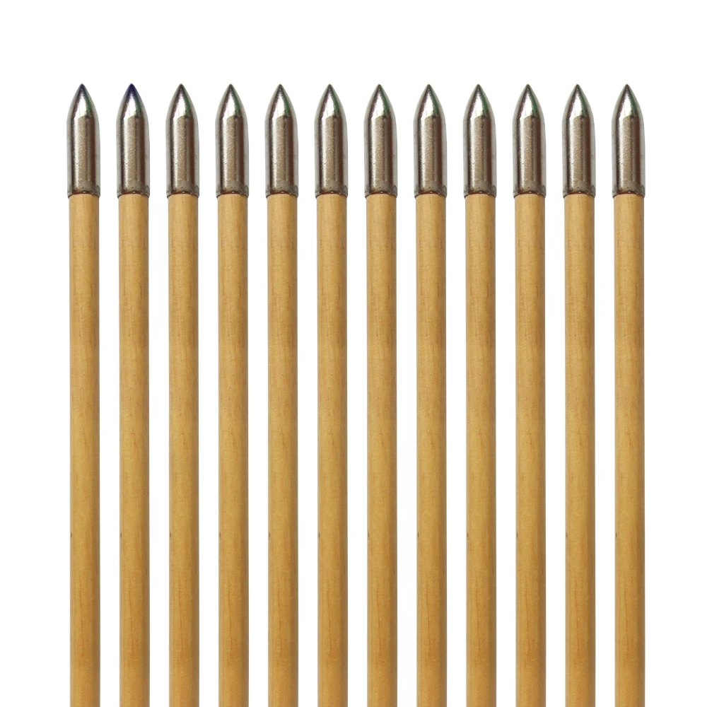 12 шт деревянные стрелы ручной работы 33 дюйма с красным перьем индейки для