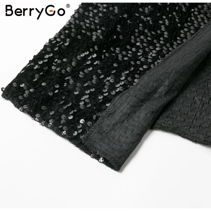 BerryGo, длинное платье с блестками, женские сексуальные платья с v-образным вырезом, элегантное облегающее платье, Вечерние Платья vestidos de fiesta