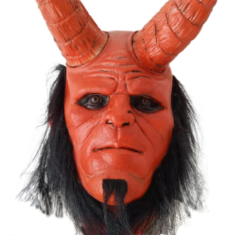 Маска Hellboy для косплея из латекса Вечерние Маски Хэллоуина | Тематическая одежда