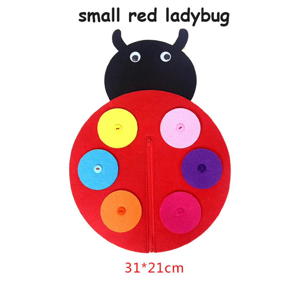 small red ladybug DIY мультфильм Ткань Животное Руководство Искусство для детского сада ремесла Монтессори обучающие средства ручной Молнии Кнопка Математическая головоломка игрушка для детей - Цвет: small red ladybug