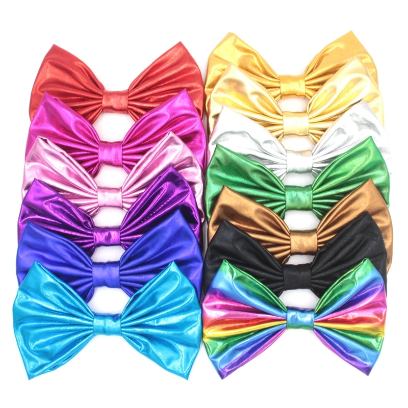 

10pcs/lot 7" Messy Metallic Bows (With Clips) For Baby Headband Children Hair Bow Clips Kids DIY Hair Accessories