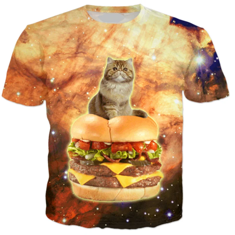 Новая мода пара унисекс для мужчин и женщин Еда вкусные Cat гамбургер забавные 3D
