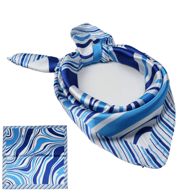 Женский Шелковый Мини шарф для офиса атласный квадратный шейный платок шарфы в