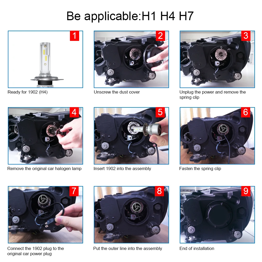 Roadsun H4 H7 H1 светодиоды с чипом CSP светодиодный фары для H8 H9 H11 12V 9005 9006 72W фары для 12000LM мини Размеры Автомобильный светодиодный светильник 6000K светодиодный помощи при парковке