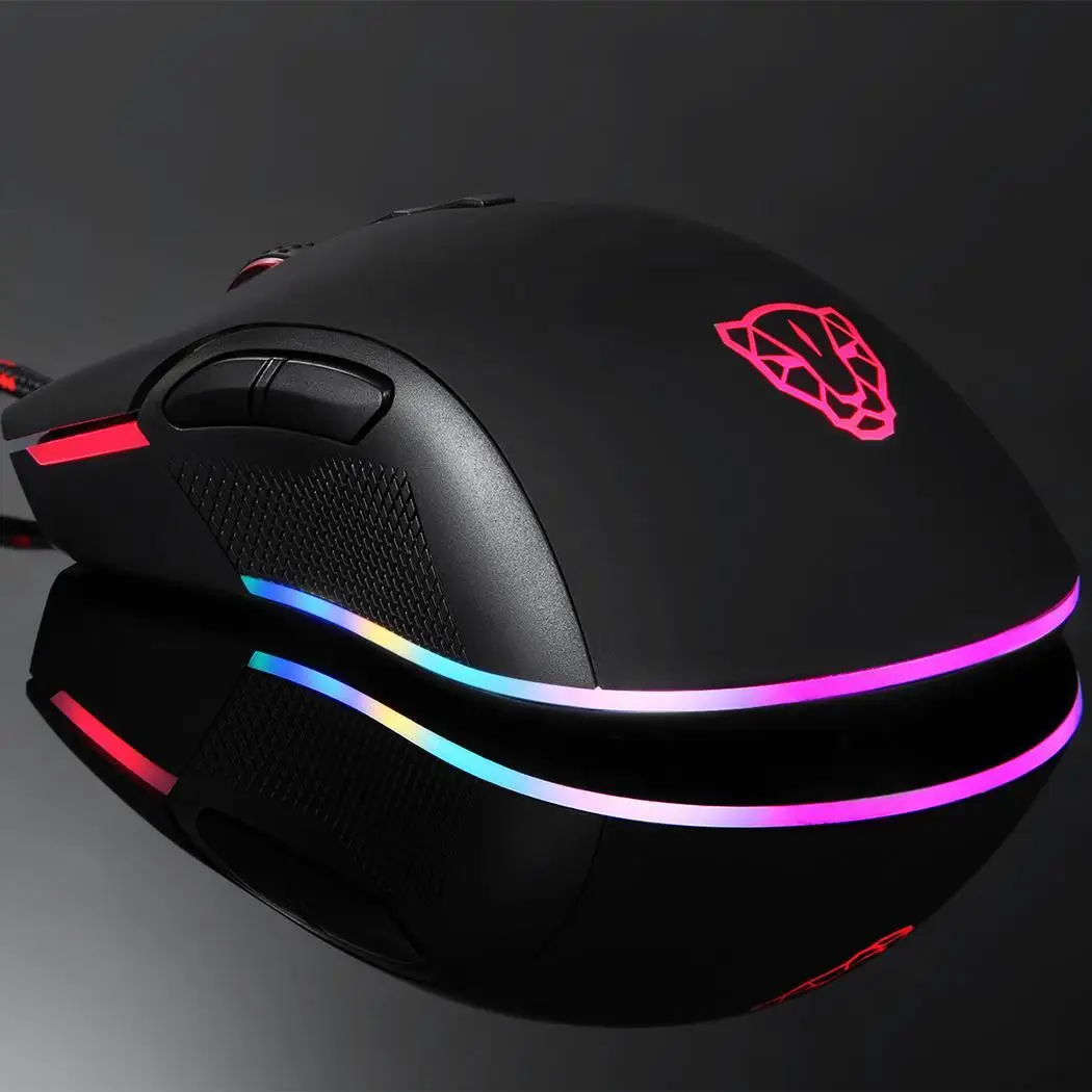 Игровая мышь V70 RGB 12000 точек/дюйм с 7 клавишами двигателем PMW3360 250IPS черная цветная