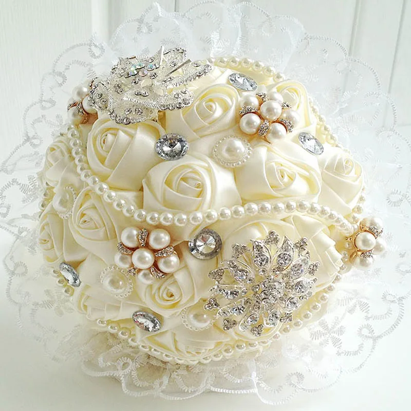 Романтический букет де mariée свадебных аксессуаров свадьба шику букеты кристалл