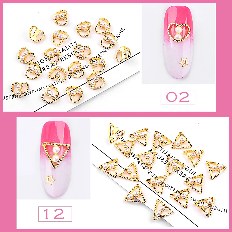 Металлическое дно сердце круглая Звезда Треугольник сплав для дизайна ногтей