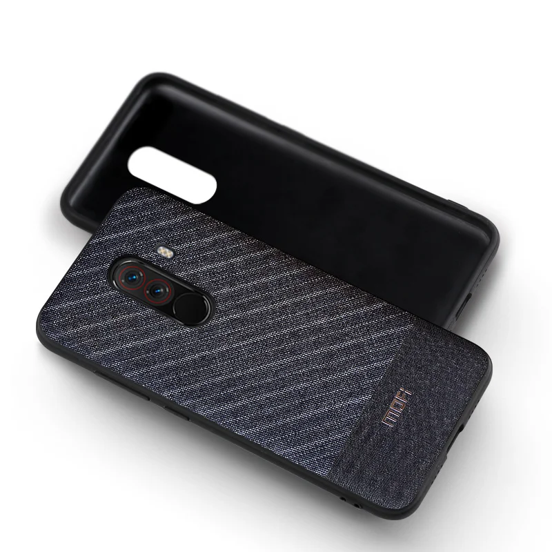 Для Xiaomi Pocophone F1 чехол Mofi для Xiaomi Poco F1 ЧЕХОЛ Covr Бизнес темный цвет ручной работы джентльмен для Xiaomi F1 чехол 6,18" - Цвет: Grayish blue stripe
