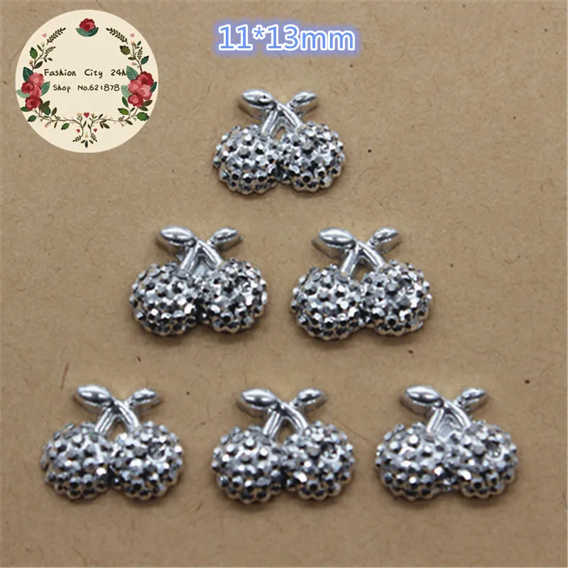 cherry 100pcs 100 шт полимерные серебряные блестящие стразы в форме цветка/сердца/Микки/вишни/короны, кабошон для рукоделия, скрапбукинг - Цвет: cherry 100pcs