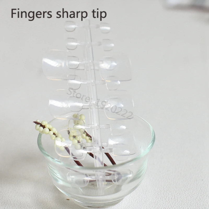 24 шт покупает французский шоу милые конфеты поддельные ногти на ногах прозрачный