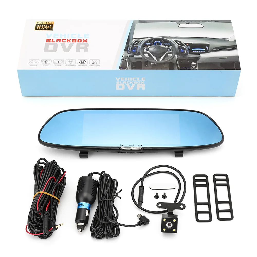 7 дюймовый автомобильный видеорегистратор на зеркало заднего вида с двойным