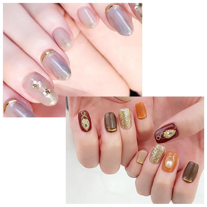 1 шт. 3D блестящие дизайн ногтей аксессуары металлик кривая бар смешанный с