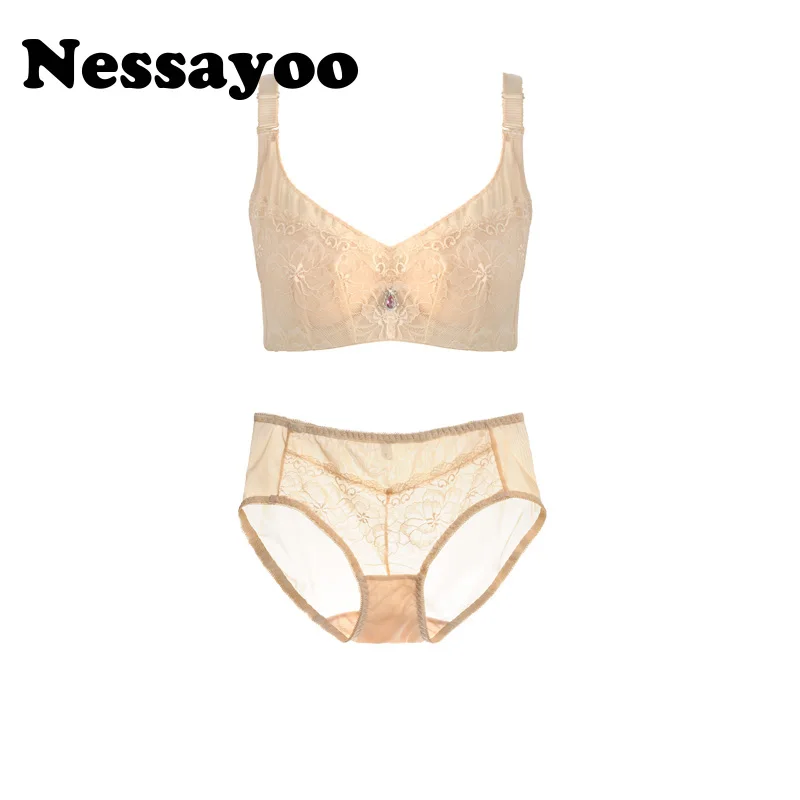 Комплект женского нижнего белья с чашками пуш ап и вышивкой|bra panty set|underwear women
