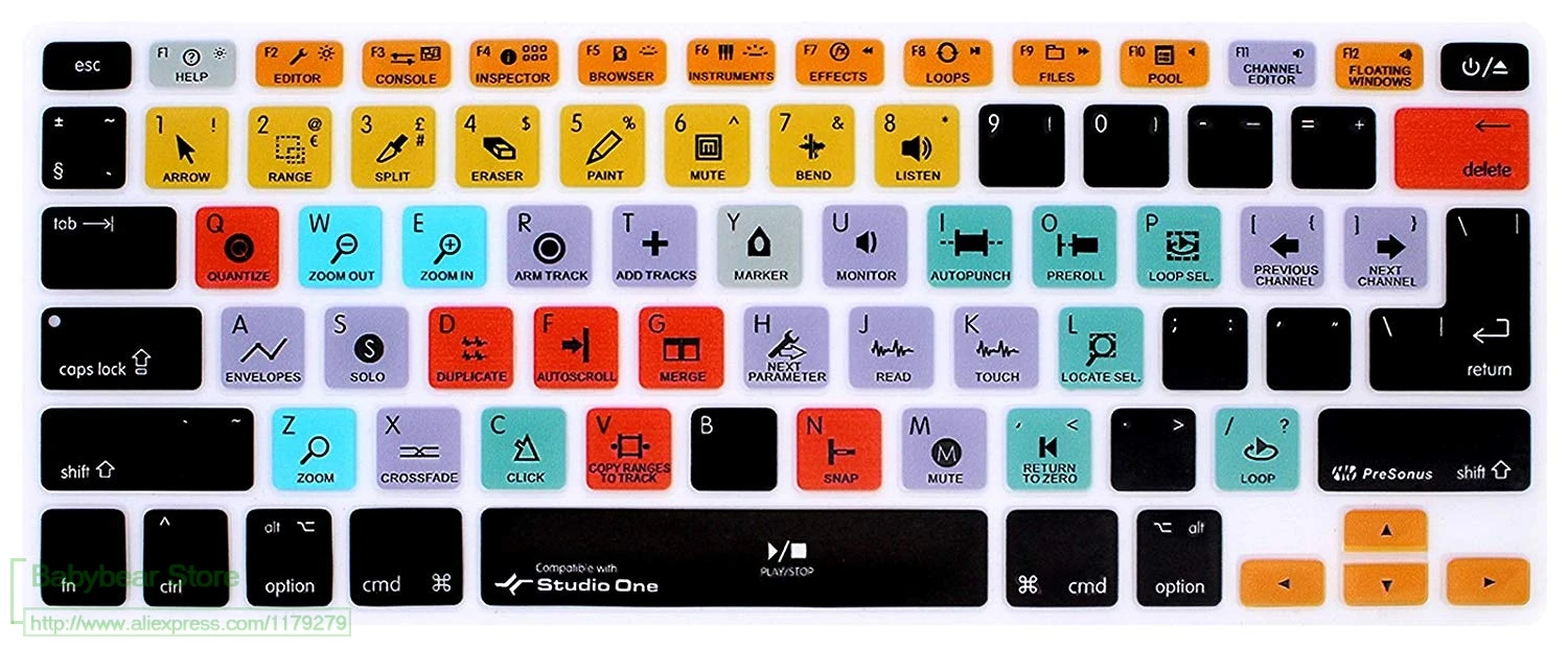 Силиконовый чехол для клавиатуры Studio One Hotkey старого Macbook Pro 13 15 Euro Eu Us Air 3|Чехлы