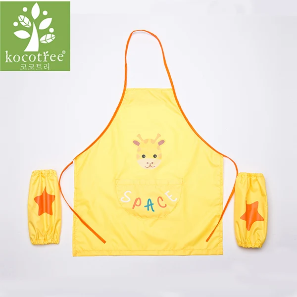 yellow deer Детский водонепроницаемый фартук для творчества, халат для самостоятельного рисования с рукавами, Детский водонепроницаемый халат для детей 2-8 лет - Цвет: yellow deer