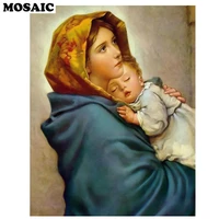 full square round drill 5d diy diamond painting virgin mary and child picture 3d diamond embroidery rhinestone mosaic artwork