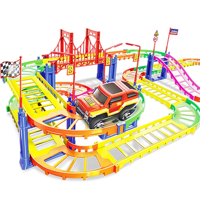 Electric Racing rail car for kids baby Railway Track Road Transportation Building Slot Sets with color box | Игрушки и хобби