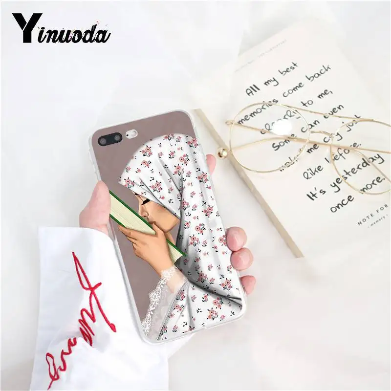 

Yinuoda Oriental Woman In Hijab Face Muslim Islamic Girl Eyes Phone Case for iPhone 8 7 6 6S Plus X XSMAX 5S XR11 11pro 11promax