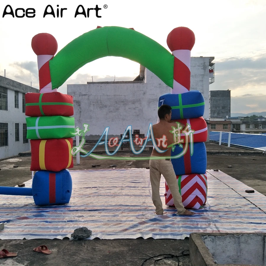 Индивидуальные 3 м W красочные надувные рождественские арки Оксфорд материал