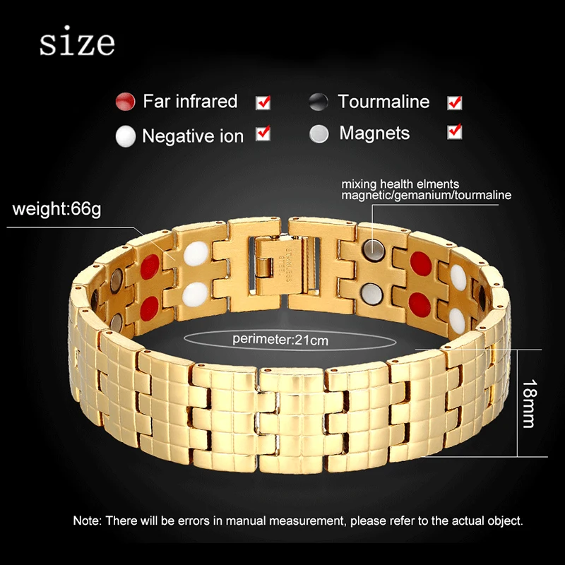 Магнитный браслет из нержавеющей стали для терапевтических упражнений