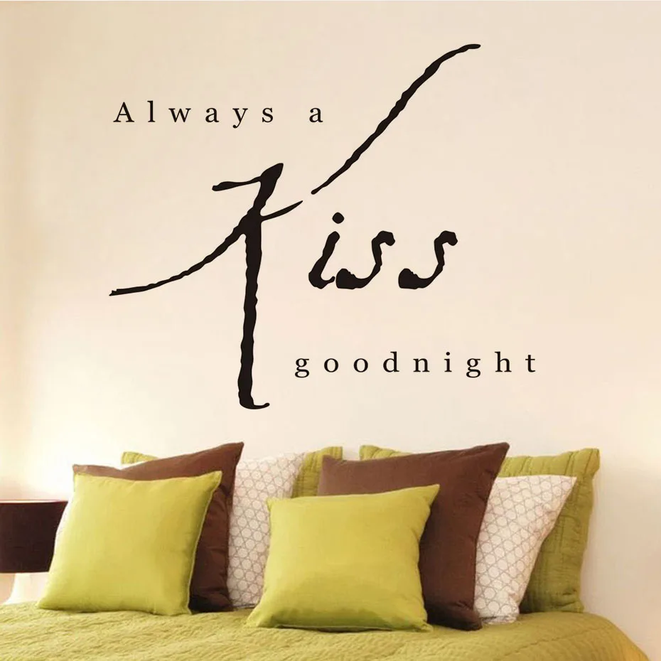 Наклейки на стену с надписью Always Kiss Me Goodnight Love романтическая цитата украшение для