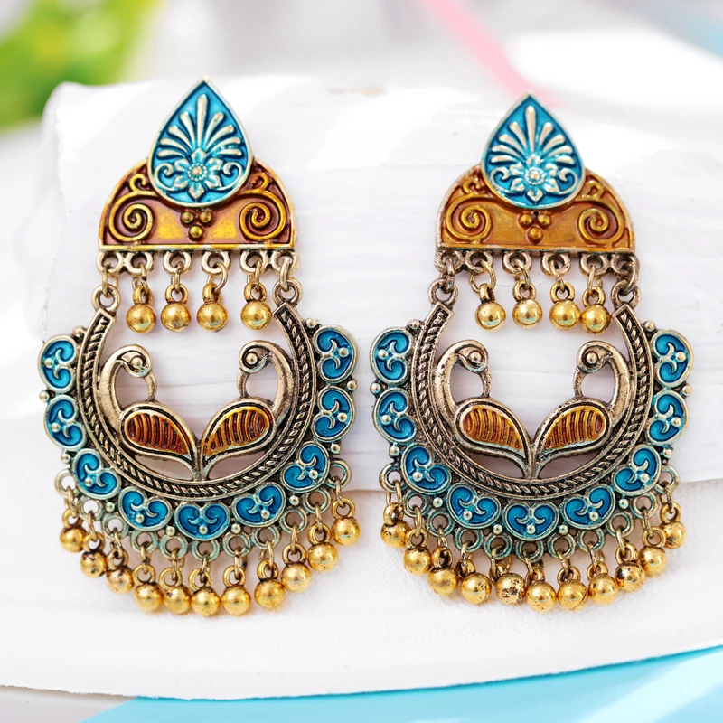 Этнические винтажные женские антикварные золотые серьги Jhumka индийские