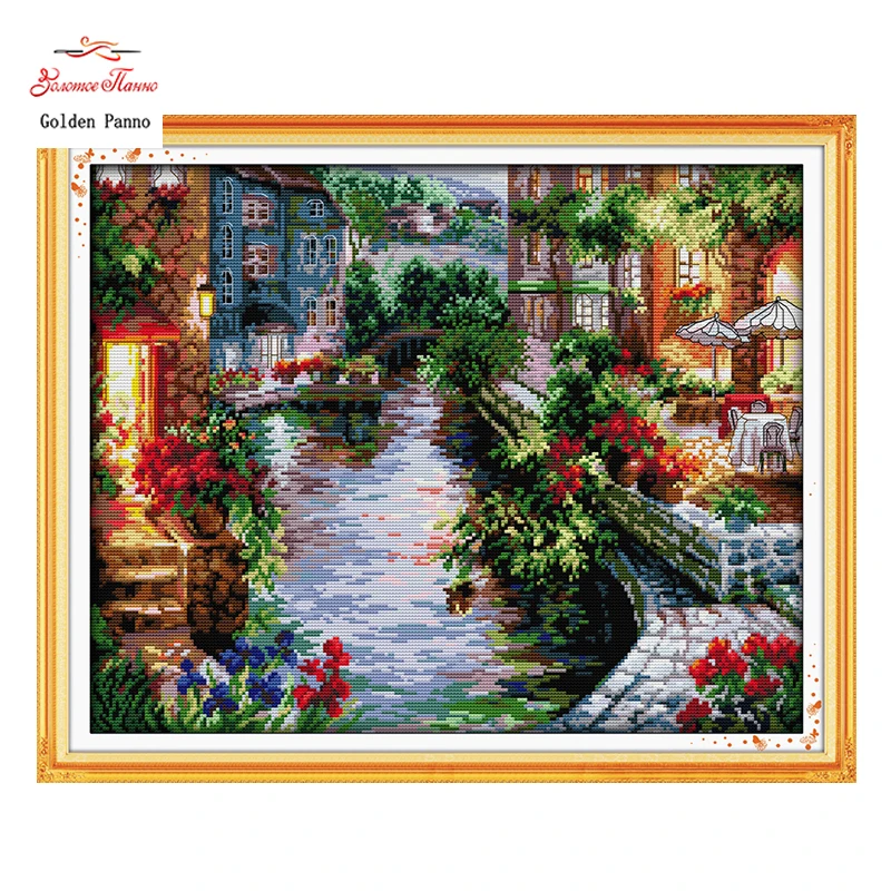 

Golden Panno,Needlework,DIY DMC Cross stitch,Sets For Embroidery kit Water people home decoration Counted Cross-Stitching 0123