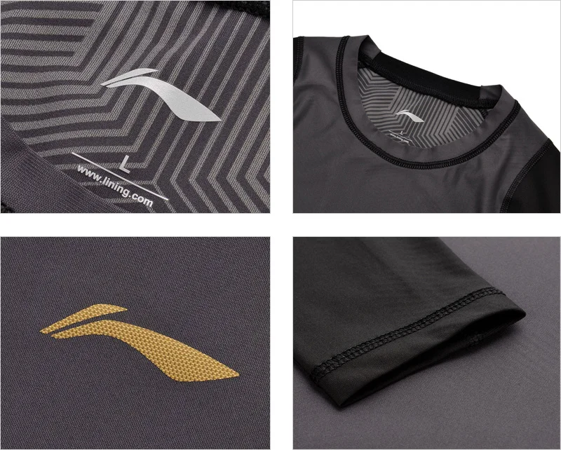 Li-Ning мужские футболки для тренировок с длинным рукавом, облегающие, с подкладкой из полиэстера и спандекса, спортивные футболки, топы AUDM089 MTL972