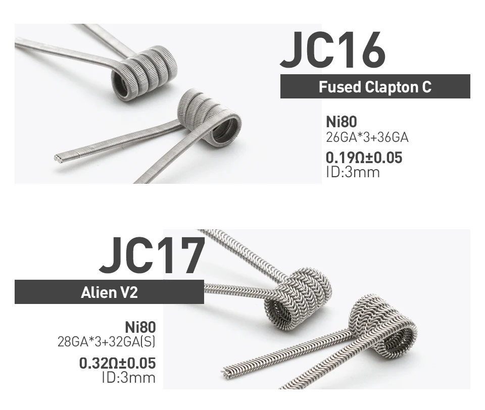 Volcanee Ni80 готовые катушки чужой V2 параллельно Fused Clapton Coil готовых для Зевса RTA атомайзер Vape "сделай сам"(10 шт./упак
