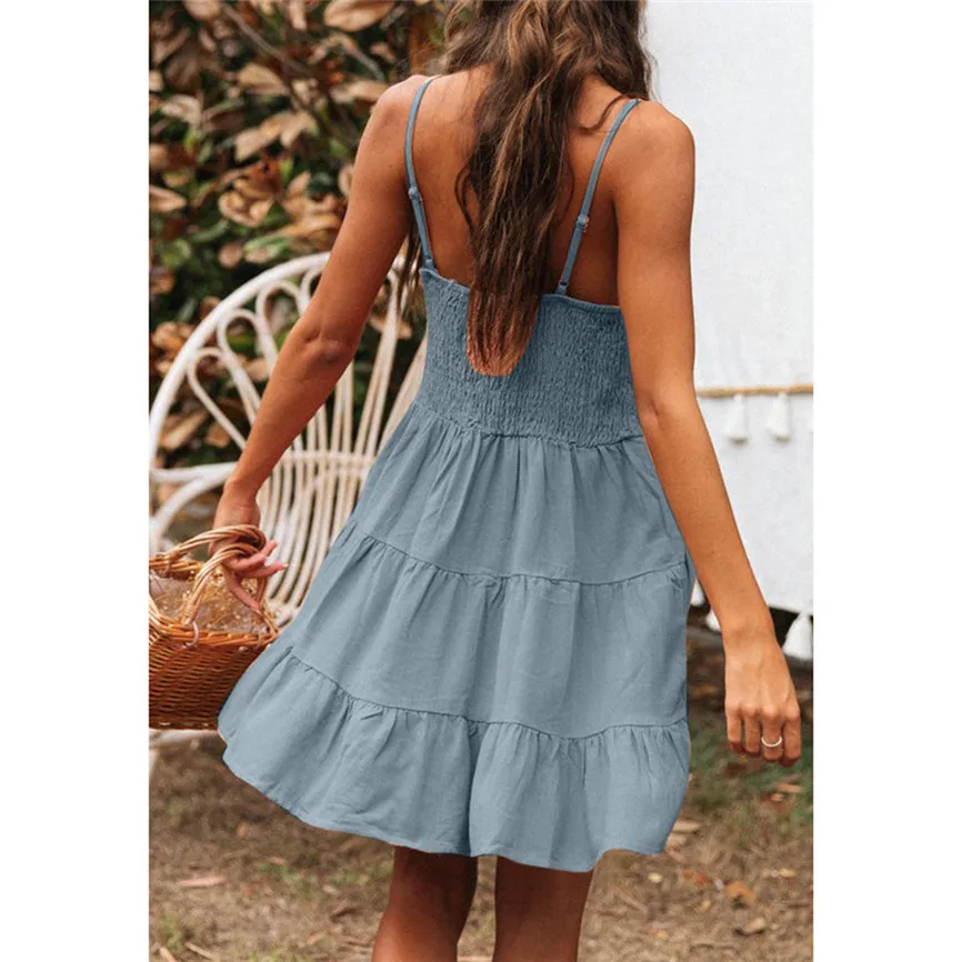 Модное женское летнее плиссированное платье сарафан мини модное платье|Женские