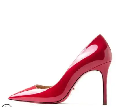 red 8cm Туфли с красной подошвой; женские пикантные туфли-лодочки; туфли из натуральной кожи на высоком каблуке; свадебные туфли на тонком каблуке с красной подошвой и острым носком; вечерние туфли из органической кожи - Цвет: red 8cm