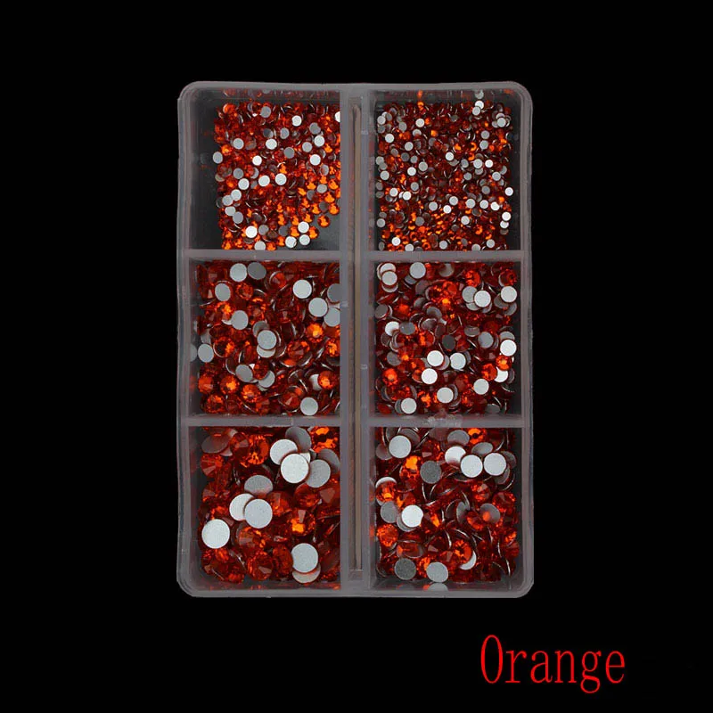 28 Orange 1 коробка мульти Размеры Стекло ногтей Стразы смешанные цвета, плоский обратно усеяны искусственными драгоценными камнями; страз 3D обаяние драгоценные камни DIY Маникюр нейл-арта украшения - Цвет: 28 Orange