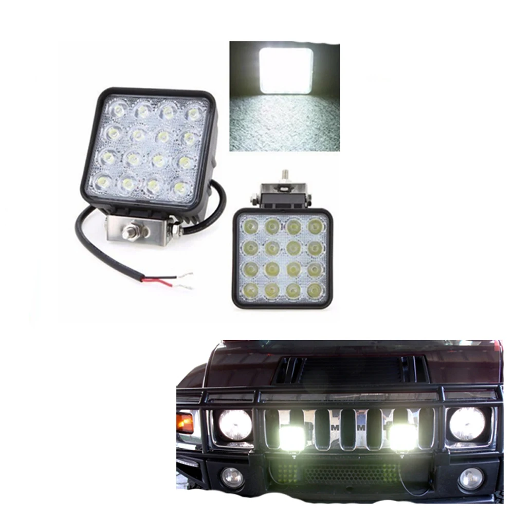 

ECAHAYAKU 4Pcs 4 Inch 48W 12V 24V LED Work Light Spot/Flood Square LED Offroad Light Lamp Worklight for Off road ATV Motorcycle
