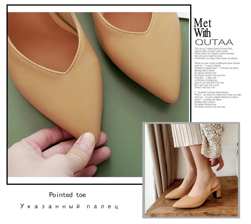 QUTAA/ г. Женские туфли-лодочки модная женская обувь Универсальные женские туфли-лодочки на платформе на высоком квадратном каблуке с острым носком без застежки размеры 34-43