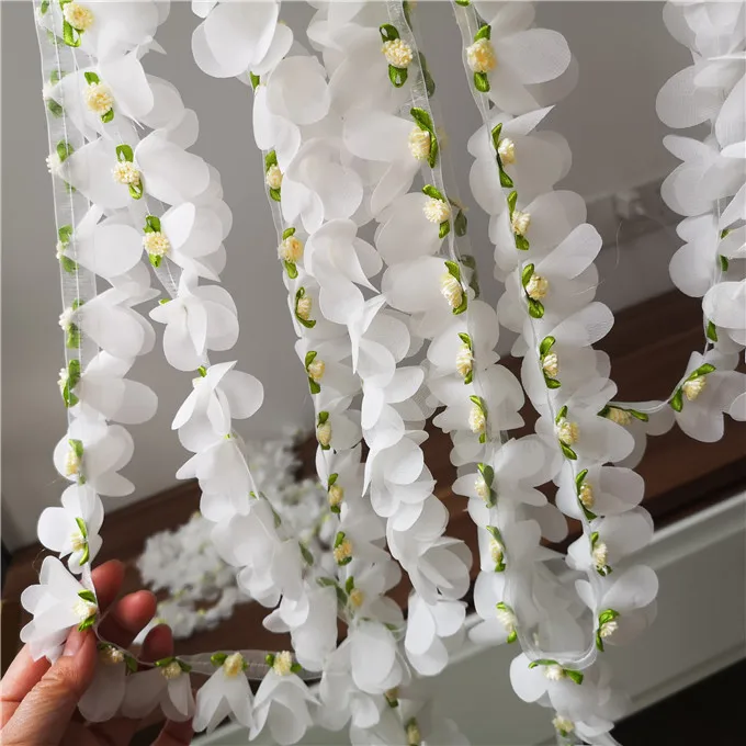 LASUI 3 метра = 1 лот белый шифон 3D цветок кружевная отделка роза ручная работа DIY юбка