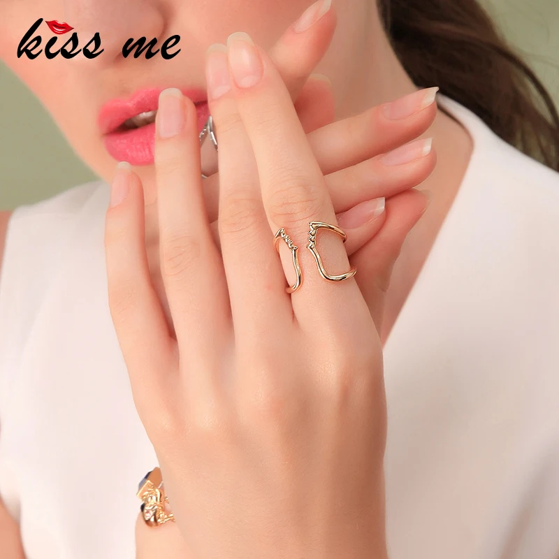 Женское асимметричное многослойное кольцо kissme минимализм с абстрактным
