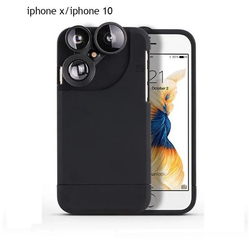 for iphone x GIRLWOMAN 4 в 1 линза телескопа 2x зум Рыбий глаз Макро мобильный чехол для телефона для Iphone 7X8 Plus 6s Объективы для камер Открытый Охота - Цвет: for iphone x