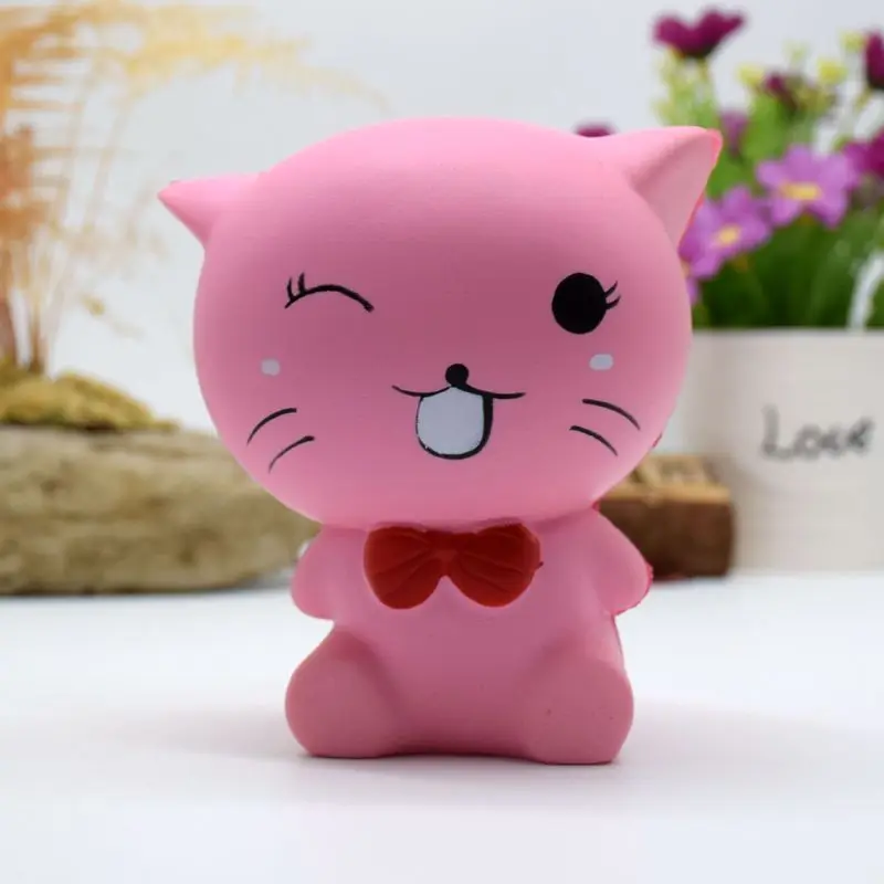 1PC Lovely Expression Pink Cat Squeeze Toys Soft Stress Reliever Cartoon Collection Gift Anti-stress Squishy Toy Christmas |
